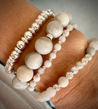 Phoenix agate elegant bracelet with silver bamboo