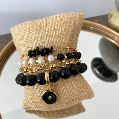 Black agate golden chain