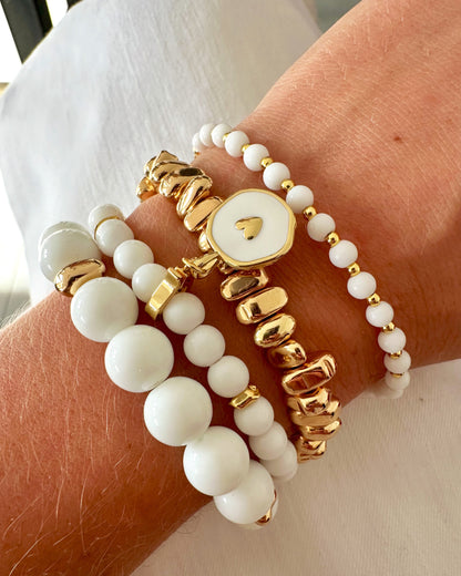 White brilliance bracelet stack - gold