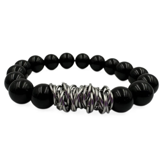 Black agate stainless steel bracelet (10mm)