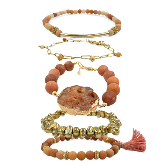 Blushing roses set | Pink aventurine