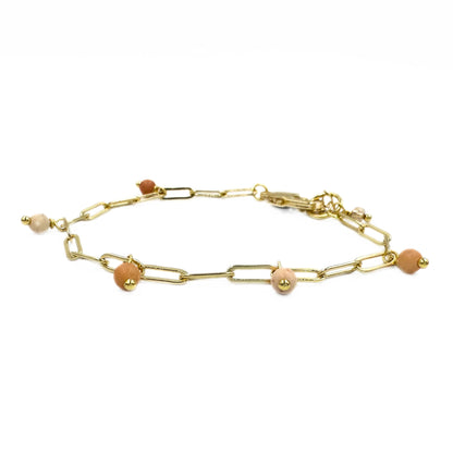 Pink aventurine golden chain bracelet