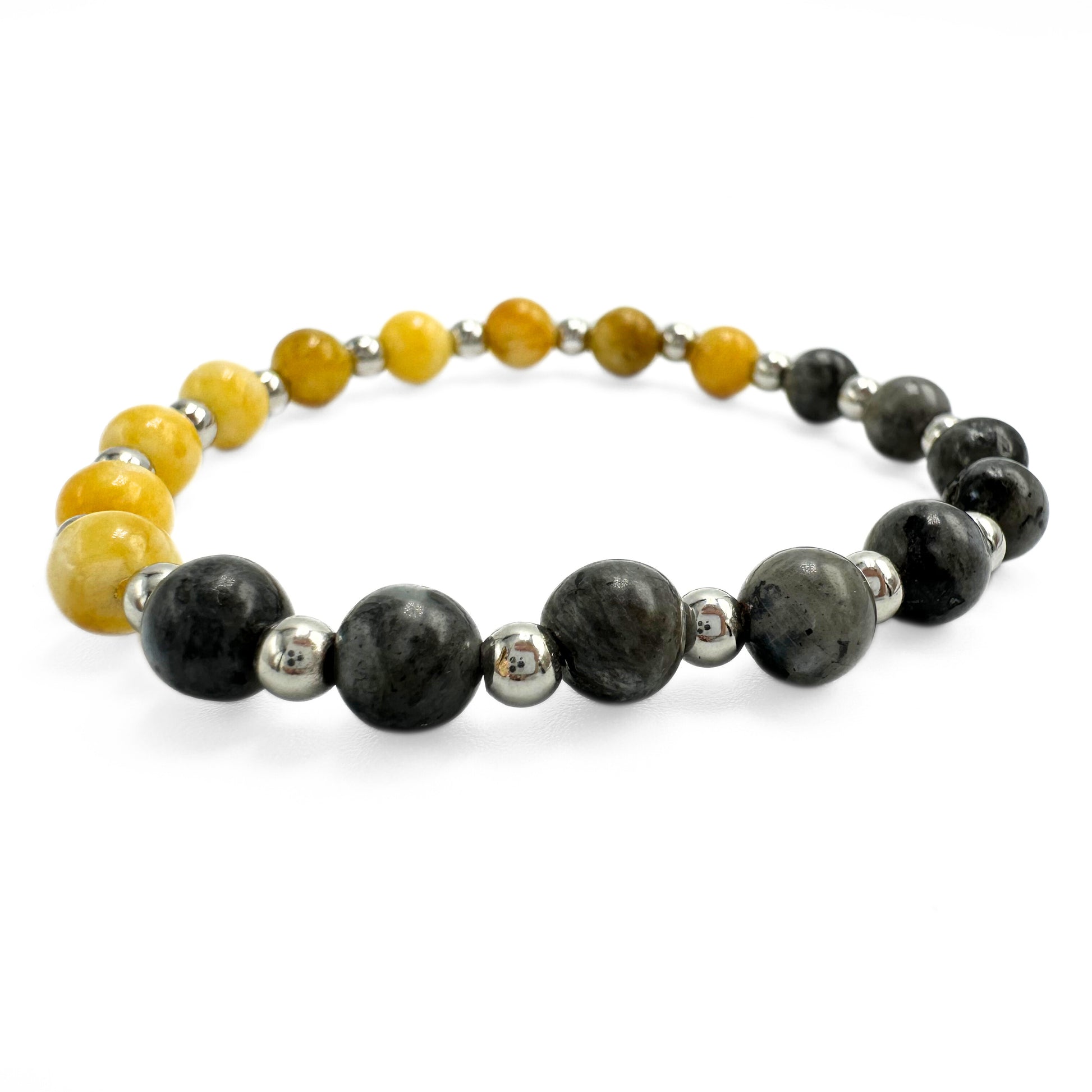 Black labradorite yellow jade bracelet 4mm