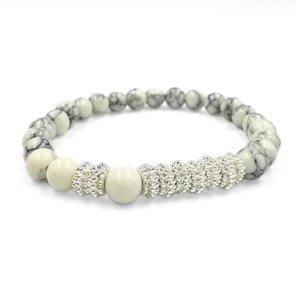 Howlite bracelet with silver charms