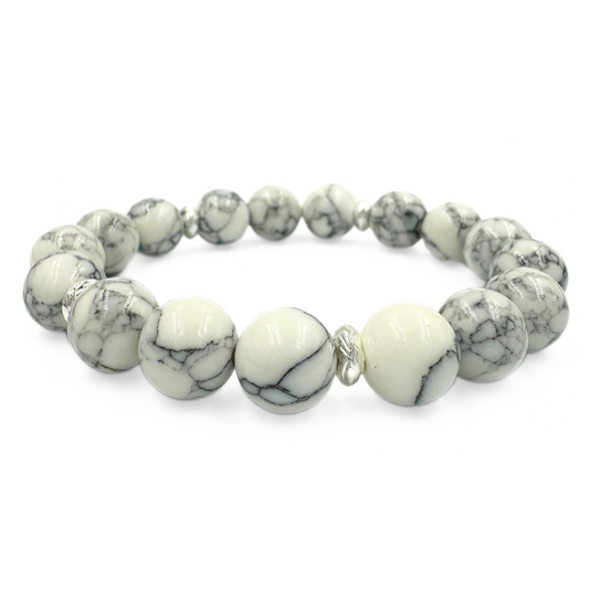 Howlite silver bracelet big howlite