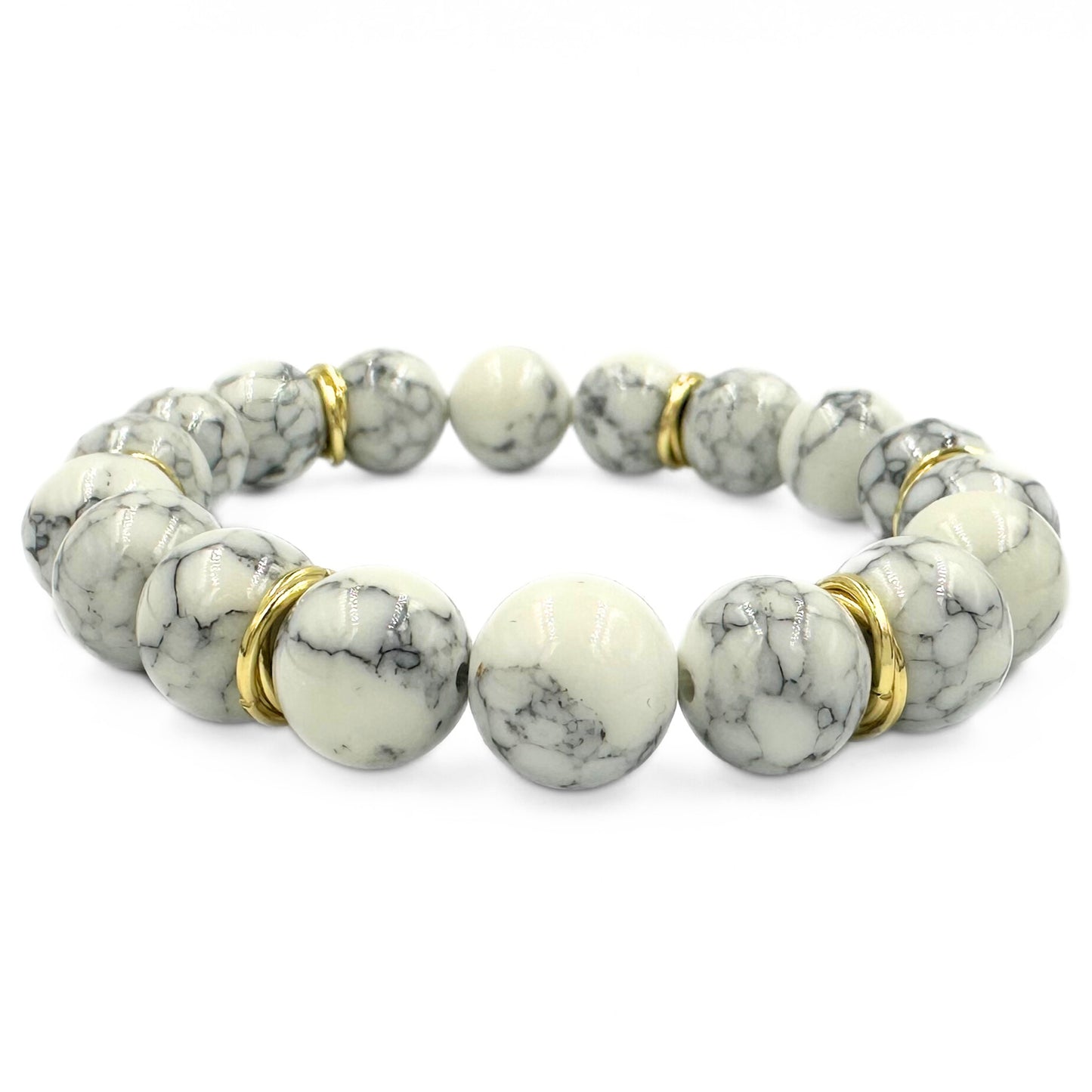 Winter dream golden bracelet set | Howlite and quartz