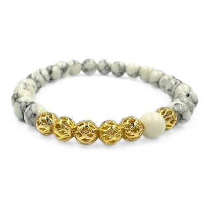 Winter dream golden bracelet set | Howlite and quartz