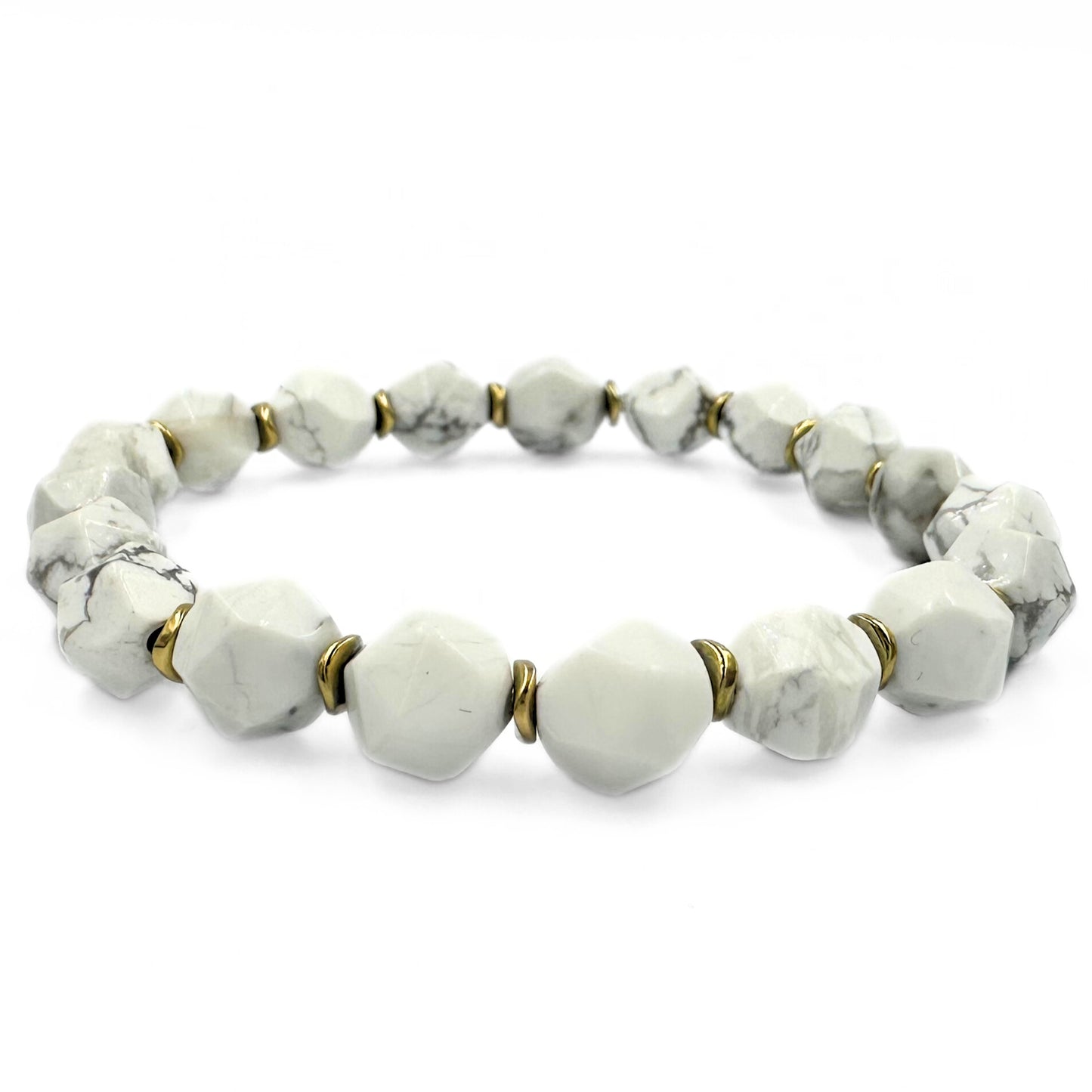 Winter dream golden bracelet set | Howlite and quartz