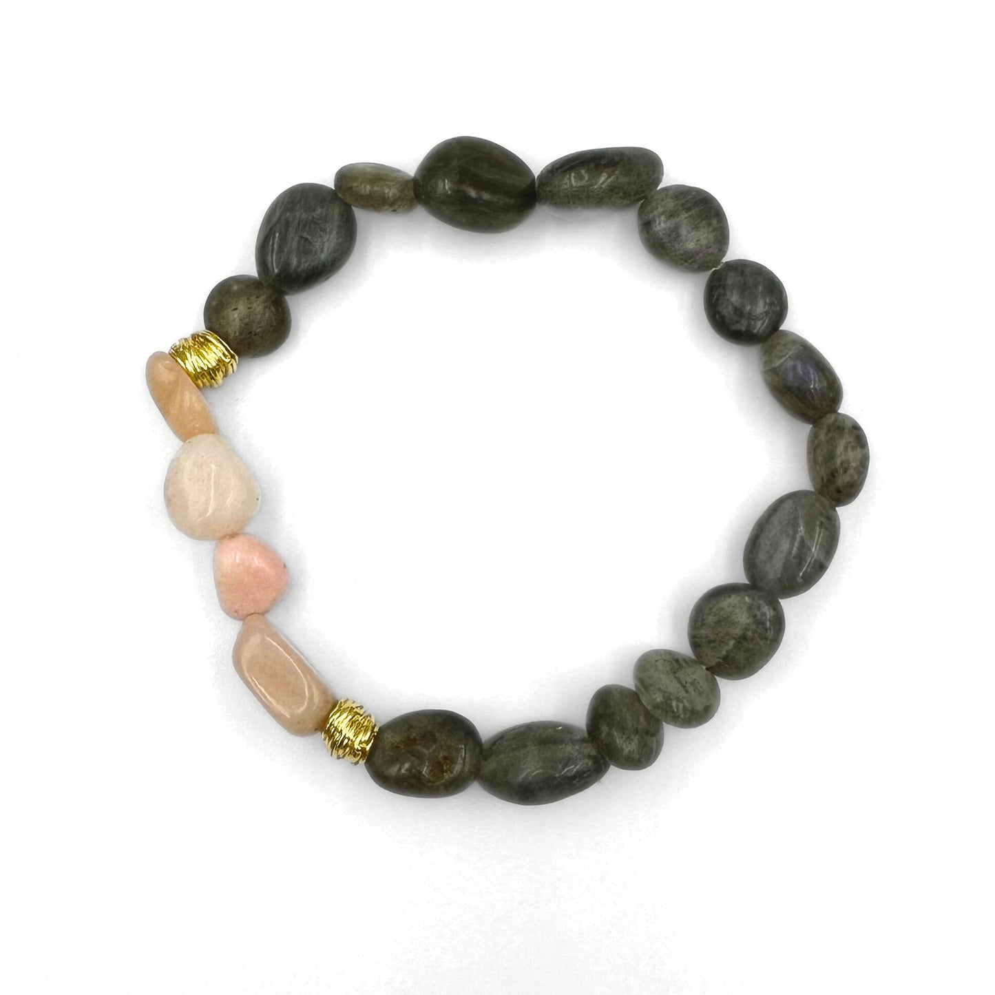 Labradorite and pink opal bracelet