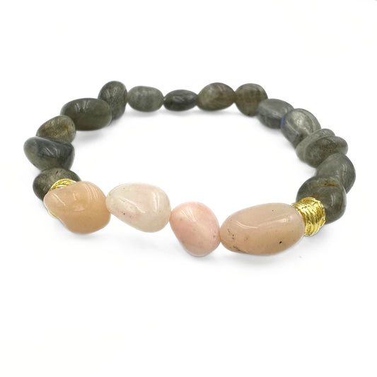 Labradorite and pink opal bracelet