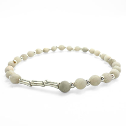 Phoenix agate elegant bracelet with silver bamboo