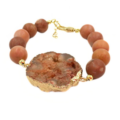 Pink agate crystal bracelet