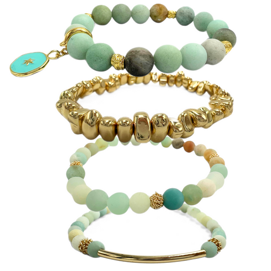 The beach BOHO golden bracelet stack