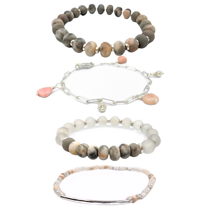 Pink flamingo set | Pink opal and pink zebra jasper silver set