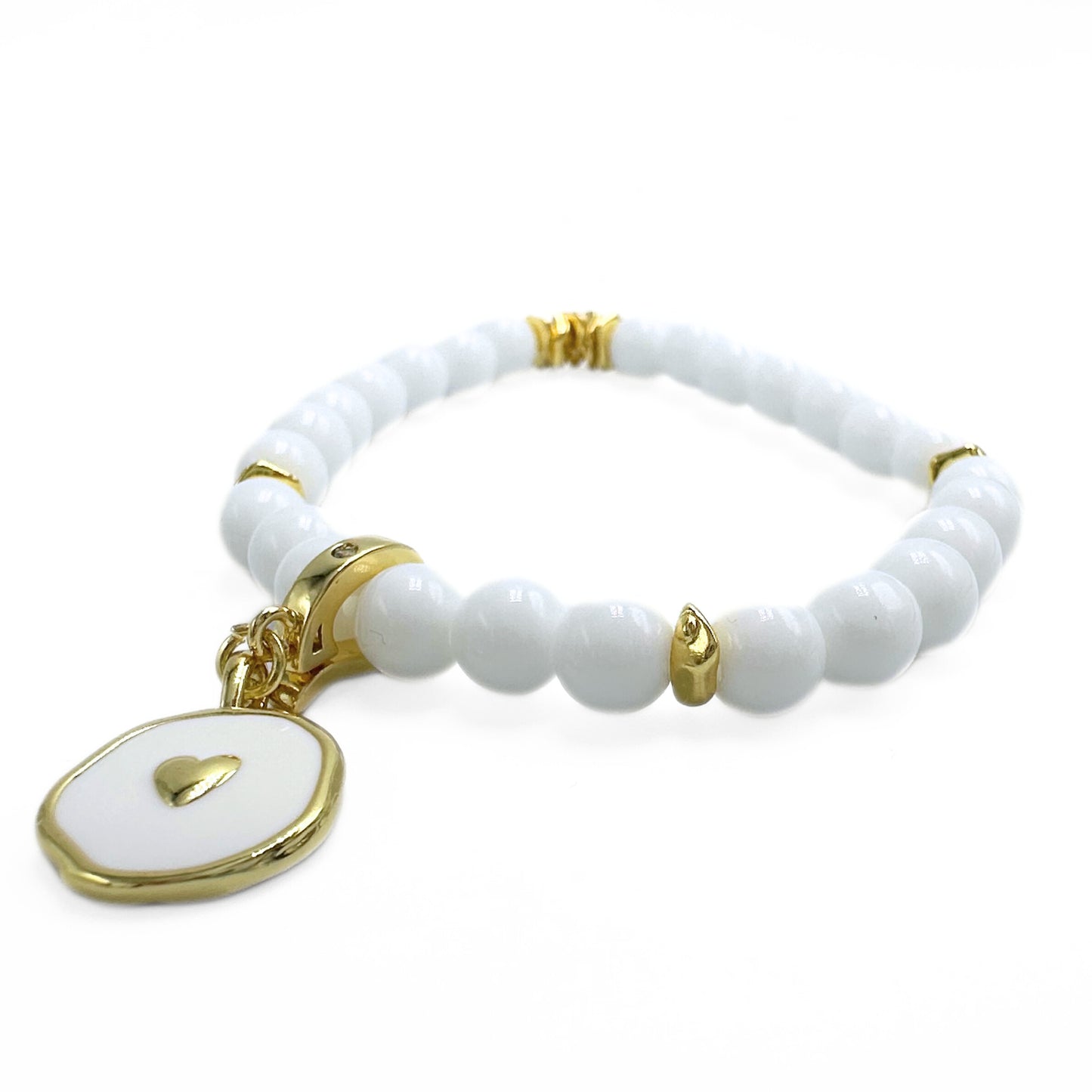 White agate golden bracelet 6mm