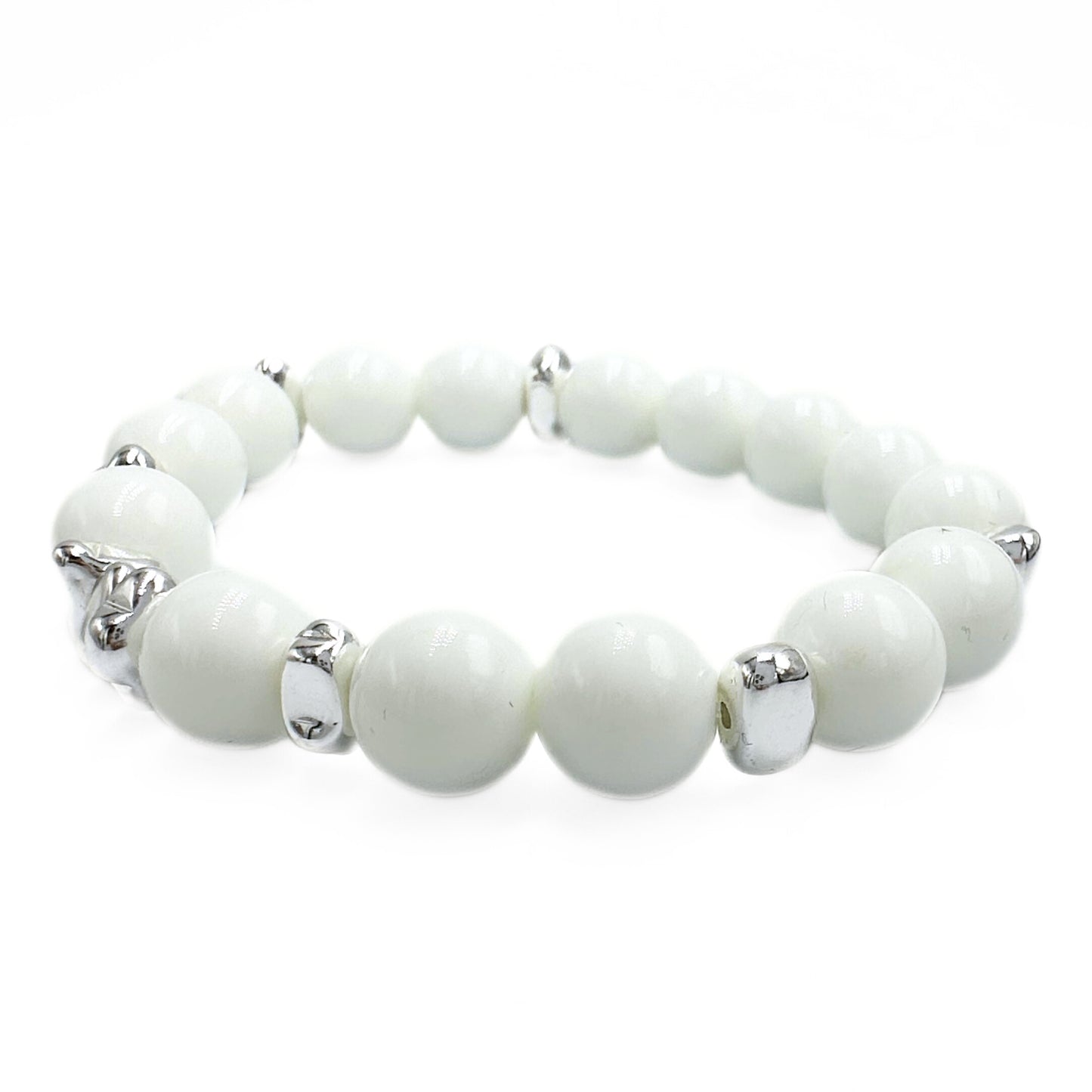 White agate silver bracelet