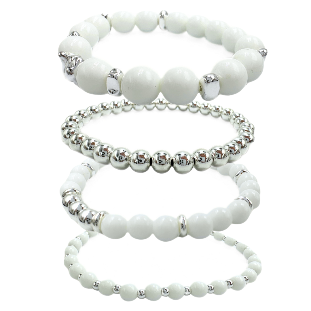 White brilliance bracelet stack | White agate