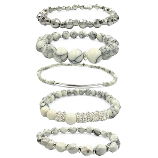 Winter dream silver bracelet set | Howlite