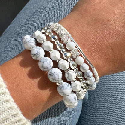 Howlite bracelet with silver charms